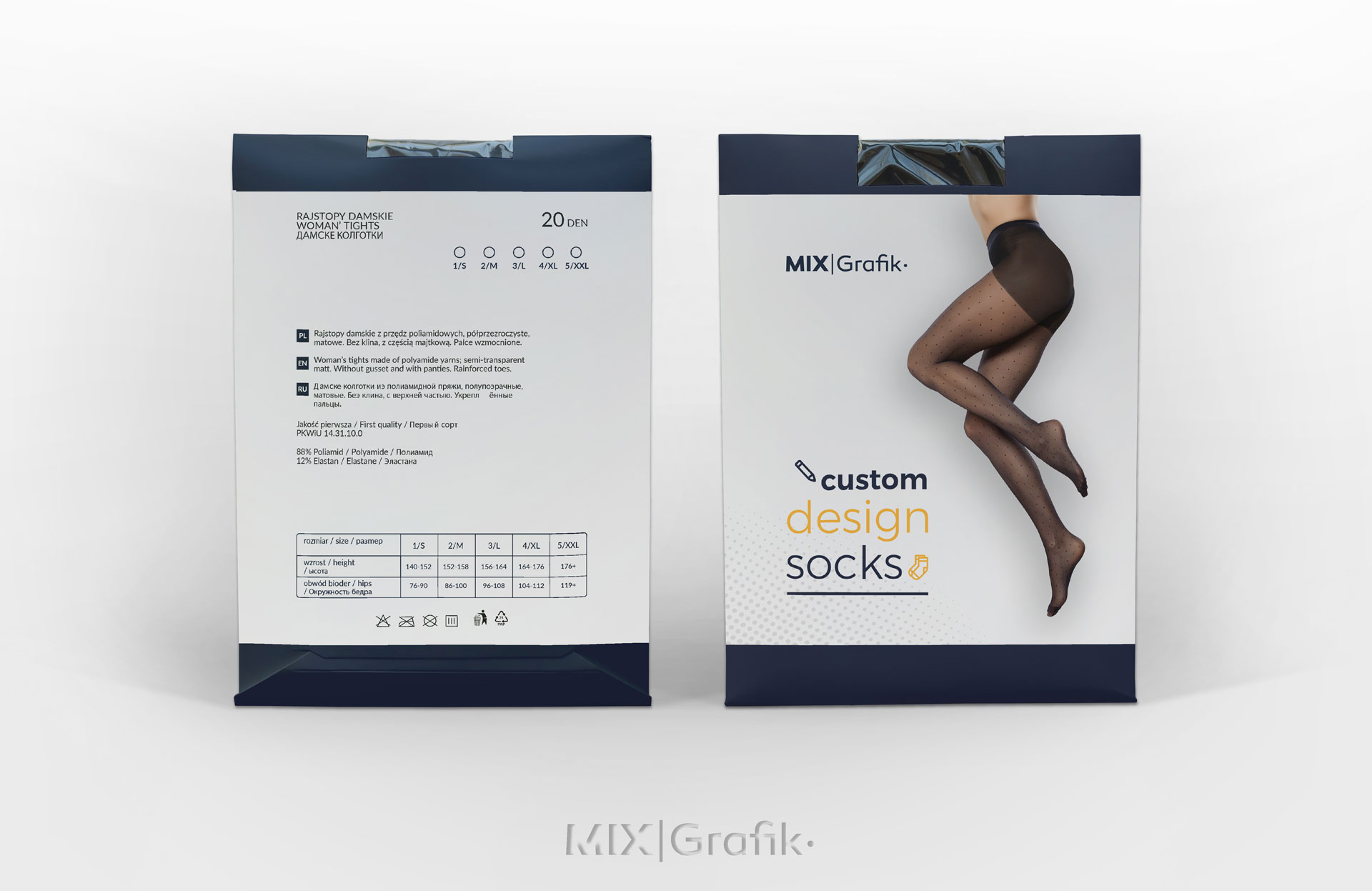 Custom-made tights packaging with your own print